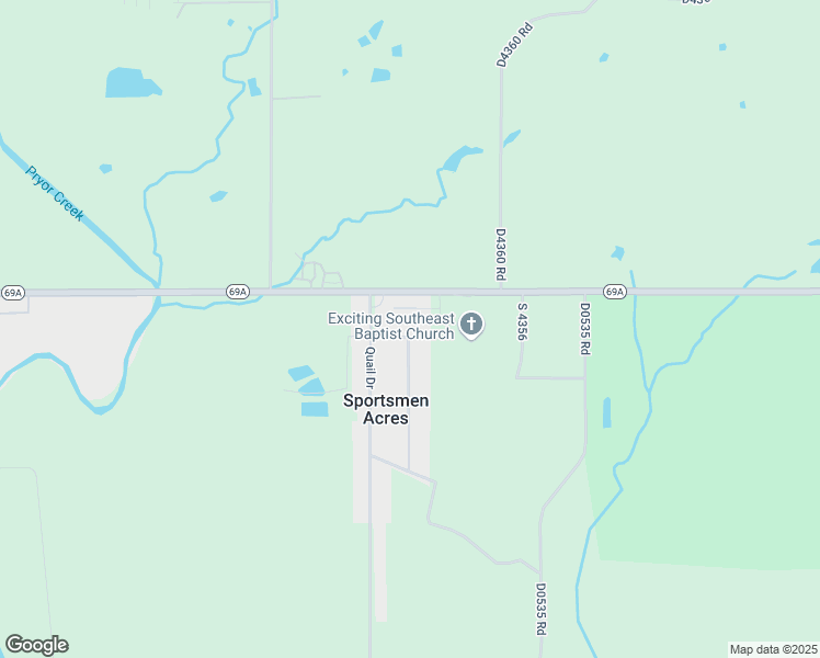 map of restaurants, bars, coffee shops, grocery stores, and more near 109 Chukker Drive in Pryor