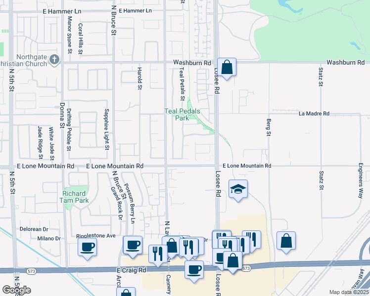 map of restaurants, bars, coffee shops, grocery stores, and more near 4836 Teal Petals Street in North Las Vegas