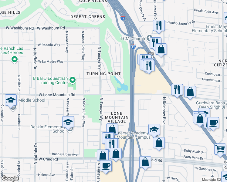 map of restaurants, bars, coffee shops, grocery stores, and more near 7201 Indian Creek Lane in Las Vegas
