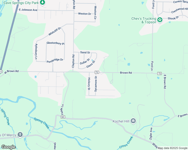map of restaurants, bars, coffee shops, grocery stores, and more near 902 West Brown Road in Cave Springs