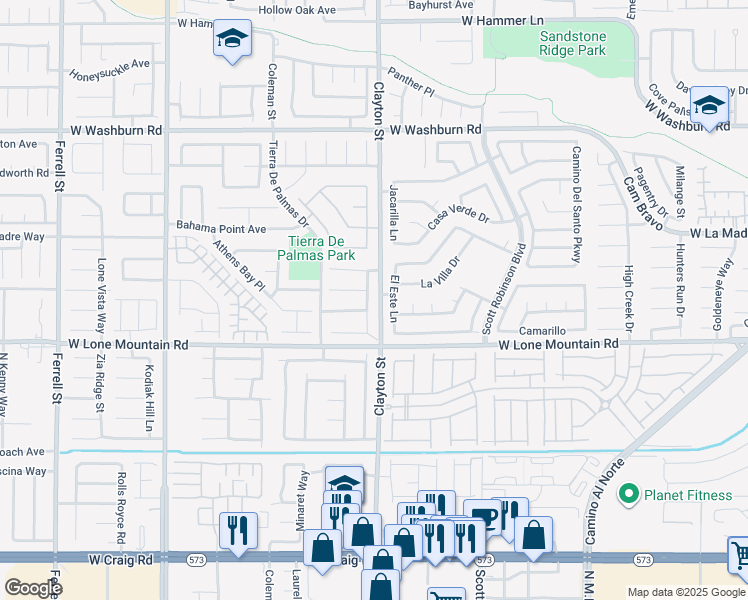 map of restaurants, bars, coffee shops, grocery stores, and more near 4850 Little Cayman Street in North Las Vegas