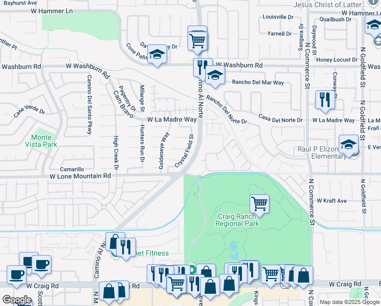 map of restaurants, bars, coffee shops, grocery stores, and more near 4908 Crystal Field Street in North Las Vegas