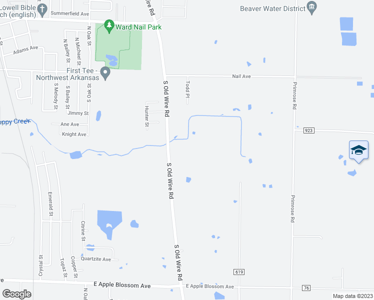 map of restaurants, bars, coffee shops, grocery stores, and more near 225 South Old Wire Road in Lowell