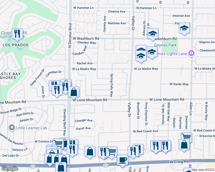 map of restaurants, bars, coffee shops, grocery stores, and more near 4413 Summer Glen Lane in North Las Vegas