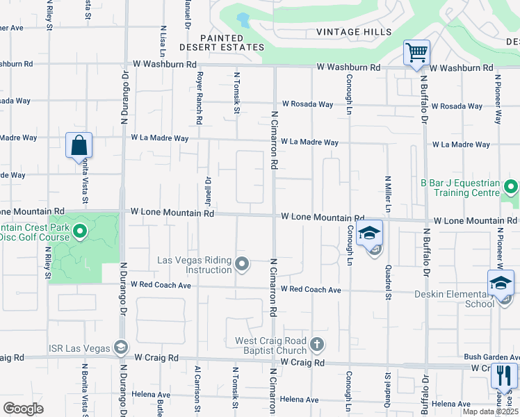 map of restaurants, bars, coffee shops, grocery stores, and more near 8031 Lottie Avenue in Las Vegas