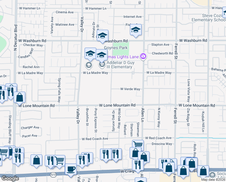 map of restaurants, bars, coffee shops, grocery stores, and more near 4890 Willis Street in North Las Vegas