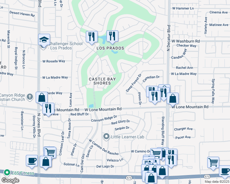 map of restaurants, bars, coffee shops, grocery stores, and more near 4856 Fiesta Lakes Street in Las Vegas