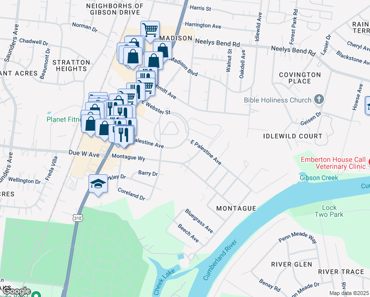 map of restaurants, bars, coffee shops, grocery stores, and more near 232 East Palestine Avenue in Nashville