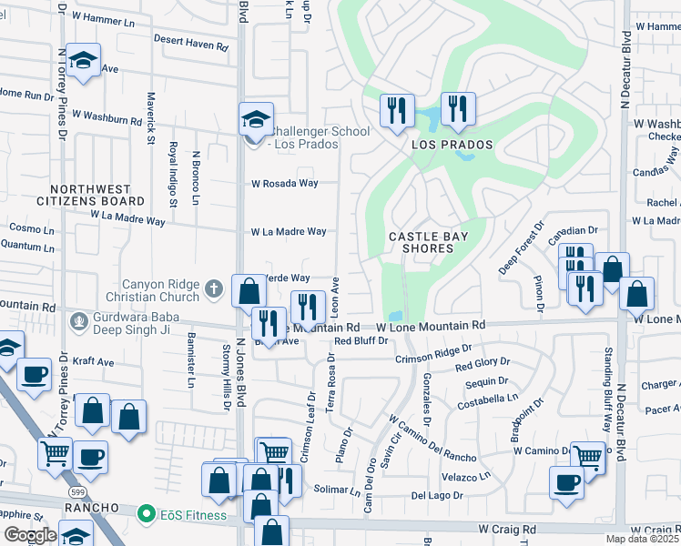 map of restaurants, bars, coffee shops, grocery stores, and more near 5609 Cavalier Circle in Las Vegas