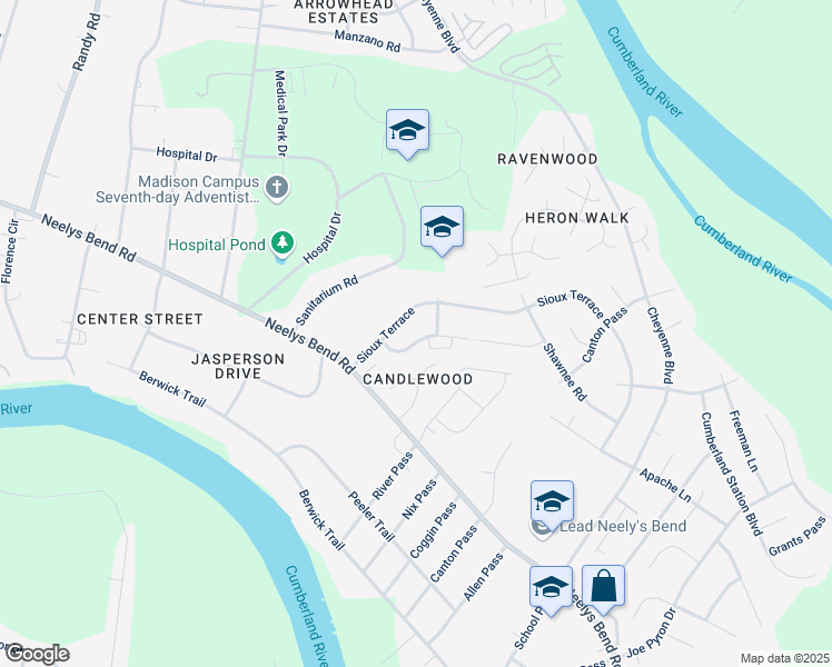 map of restaurants, bars, coffee shops, grocery stores, and more near 1144 Sioux Terrace in Nashville
