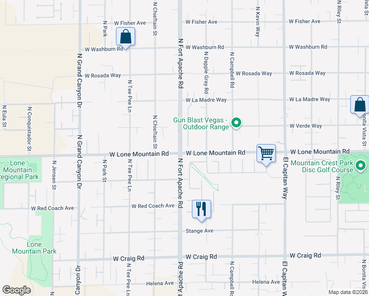 map of restaurants, bars, coffee shops, grocery stores, and more near 4807 Enchanted View Street in Las Vegas