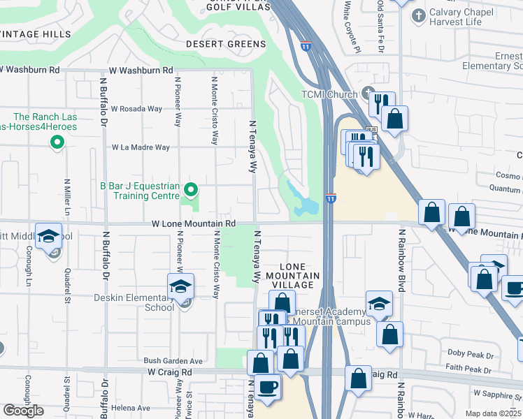 map of restaurants, bars, coffee shops, grocery stores, and more near 4800 Grey Wolf Lane in Las Vegas