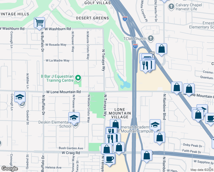 map of restaurants, bars, coffee shops, grocery stores, and more near 4800 Grey Wolf Lane in Las Vegas