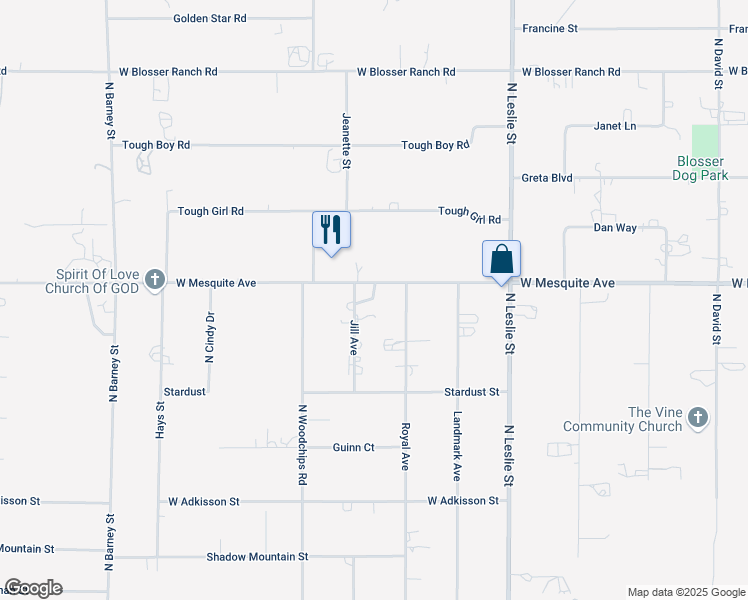 map of restaurants, bars, coffee shops, grocery stores, and more near 2331 West Mesquite Avenue in Pahrump