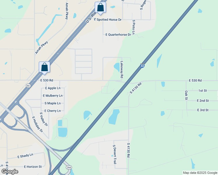 map of restaurants, bars, coffee shops, grocery stores, and more near 25034 South Roselake Drive in Claremore