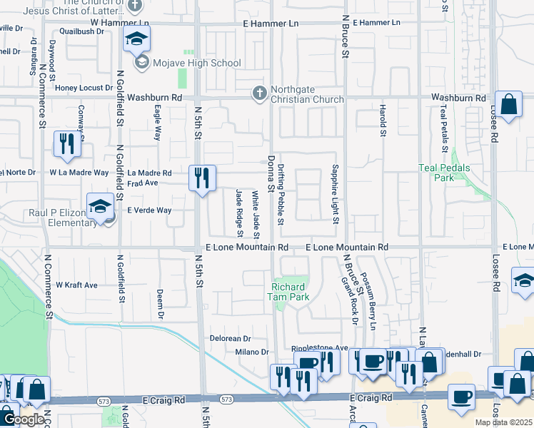 map of restaurants, bars, coffee shops, grocery stores, and more near 4839 Donna Street in North Las Vegas