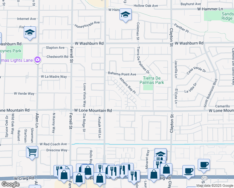 map of restaurants, bars, coffee shops, grocery stores, and more near 2712 Kindness Court in North Las Vegas
