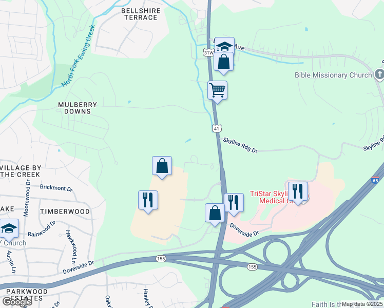map of restaurants, bars, coffee shops, grocery stores, and more near 3502 Dickerson Pike in Nashville