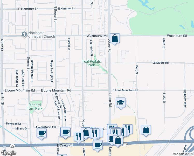 map of restaurants, bars, coffee shops, grocery stores, and more near 2221 Plumeria Avenue in North Las Vegas