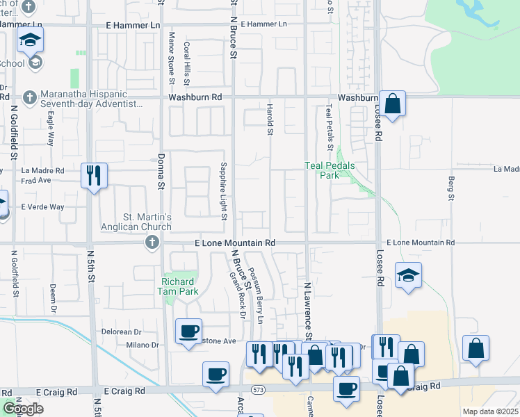 map of restaurants, bars, coffee shops, grocery stores, and more near 1512 Groom Avenue in North Las Vegas