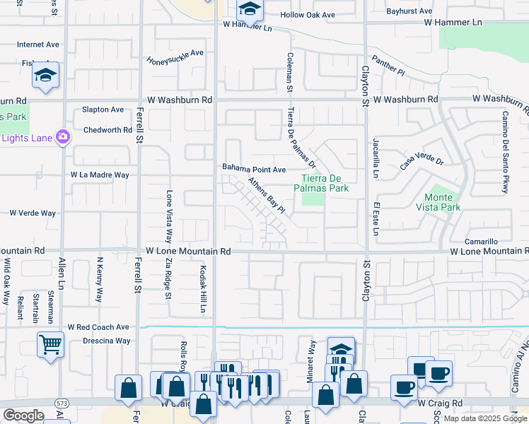 map of restaurants, bars, coffee shops, grocery stores, and more near 2605 Guidance Court in North Las Vegas