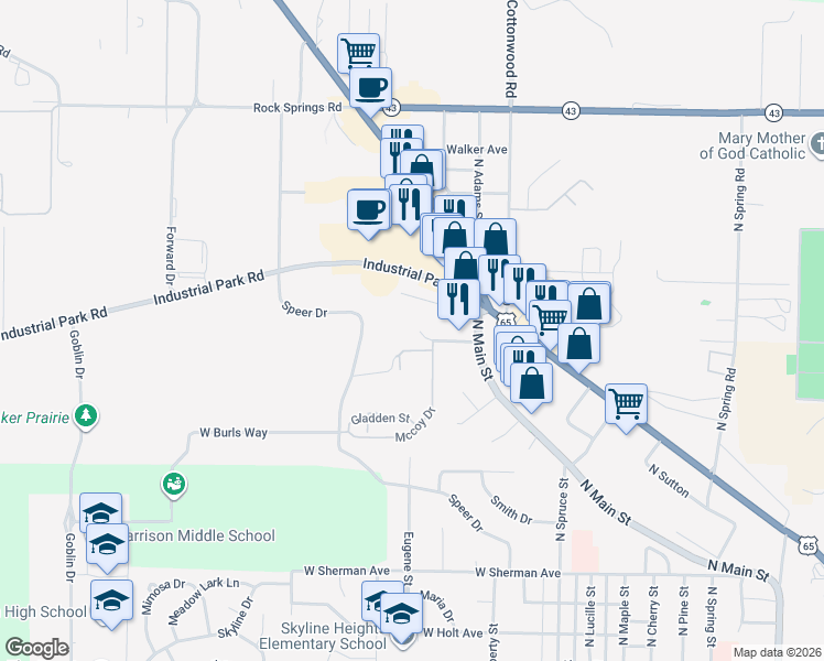 map of restaurants, bars, coffee shops, grocery stores, and more near 115 Orendorff in Harrison