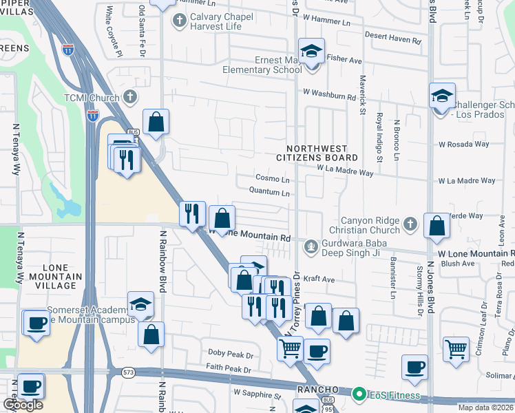 map of restaurants, bars, coffee shops, grocery stores, and more near 6501 Sundown Heights Avenue in Las Vegas