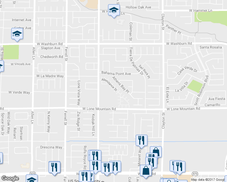 map of restaurants, bars, coffee shops, grocery stores, and more near 2607 Commitment Court in North Las Vegas