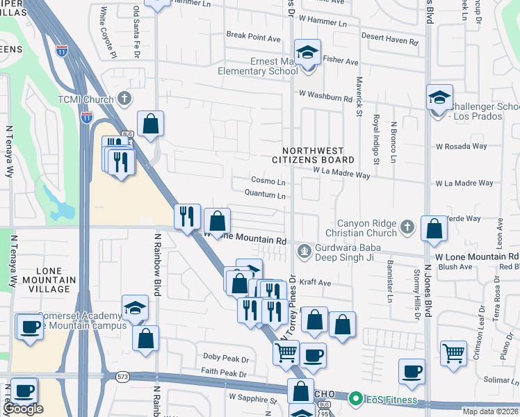 map of restaurants, bars, coffee shops, grocery stores, and more near 6440 Sundown Heights Avenue in Las Vegas