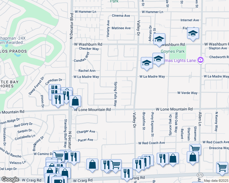 map of restaurants, bars, coffee shops, grocery stores, and more near 4404 Summer Glen Lane in North Las Vegas