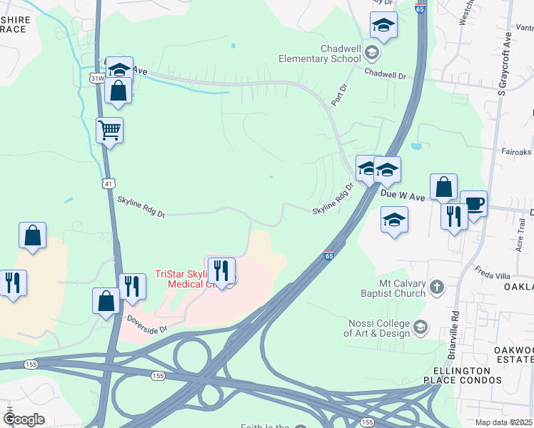 map of restaurants, bars, coffee shops, grocery stores, and more near 808 Old Due West Avenue in Nashville