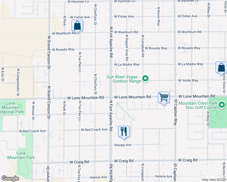 map of restaurants, bars, coffee shops, grocery stores, and more near 4827 Enchanted View Street in Las Vegas