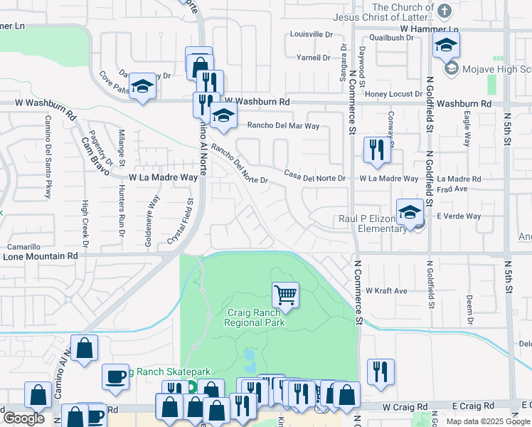 map of restaurants, bars, coffee shops, grocery stores, and more near 4906 Rancho Verde Court in North Las Vegas