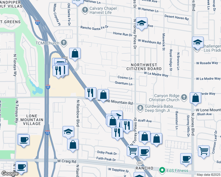 map of restaurants, bars, coffee shops, grocery stores, and more near 6537 Sundown Heights Ave in Las Vegas