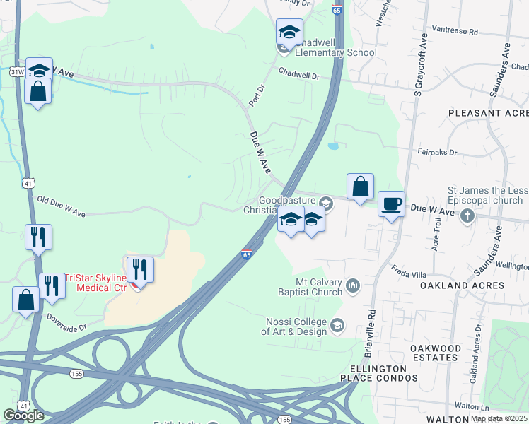 map of restaurants, bars, coffee shops, grocery stores, and more near 815 Channing Drive in Nashville