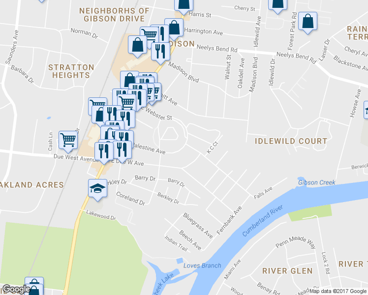 map of restaurants, bars, coffee shops, grocery stores, and more near 232 East Palestine Avenue in Nashville