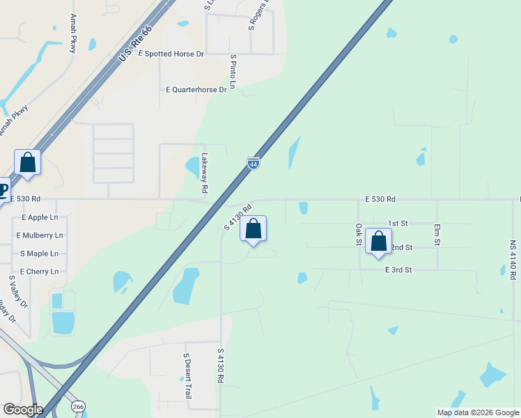 map of restaurants, bars, coffee shops, grocery stores, and more near 25045 South 4130 Road in Claremore