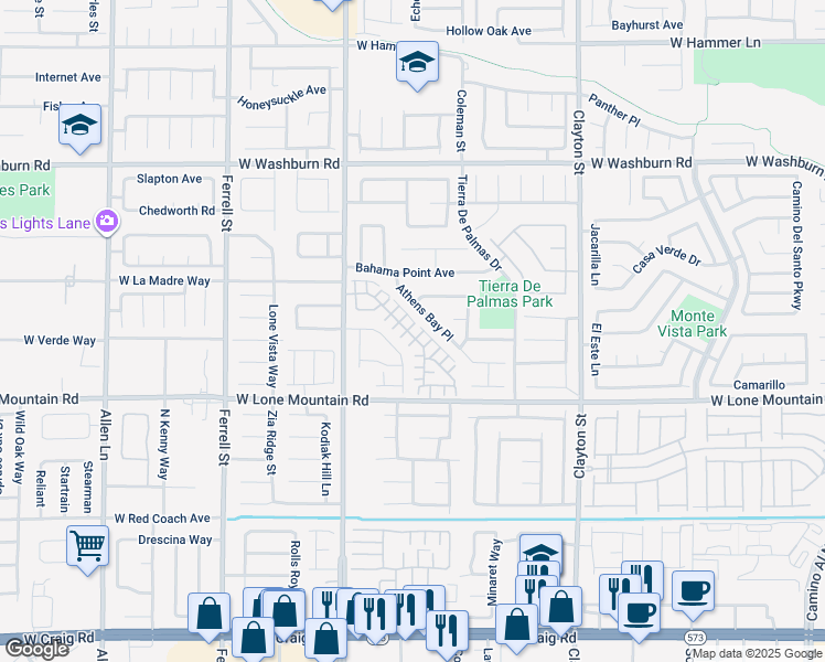 map of restaurants, bars, coffee shops, grocery stores, and more near 2607 Commitment Court in North Las Vegas