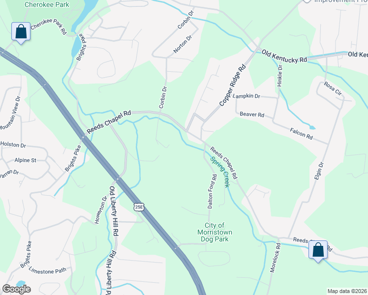 map of restaurants, bars, coffee shops, grocery stores, and more near 2828 Reeds Chapel Road in Morristown