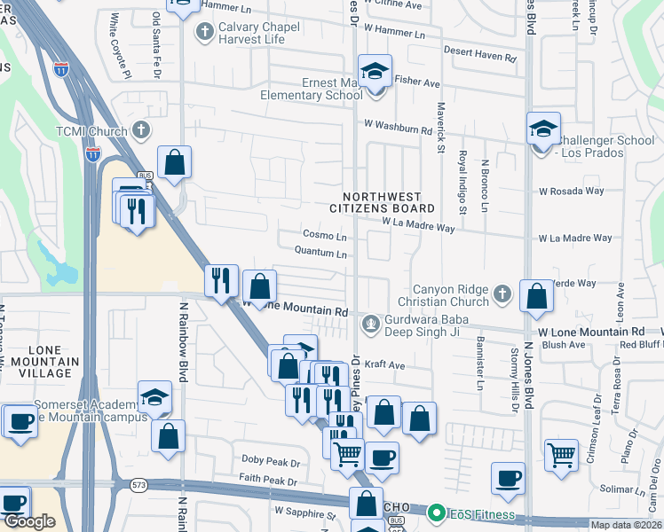 map of restaurants, bars, coffee shops, grocery stores, and more near 6408 Sundown Heights Avenue in Las Vegas