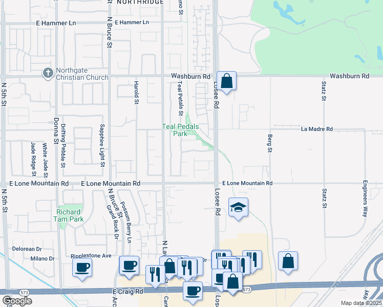 map of restaurants, bars, coffee shops, grocery stores, and more near 2221 Plumeria Avenue in North Las Vegas