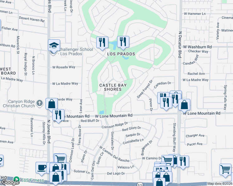 map of restaurants, bars, coffee shops, grocery stores, and more near 4901 Birch Bay Lane in Las Vegas