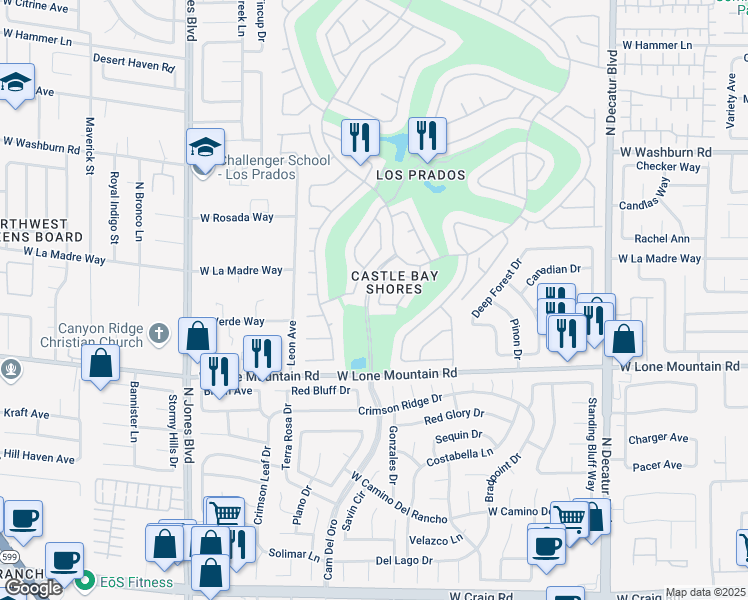 map of restaurants, bars, coffee shops, grocery stores, and more near 4905 Ocean Shores Way in Las Vegas