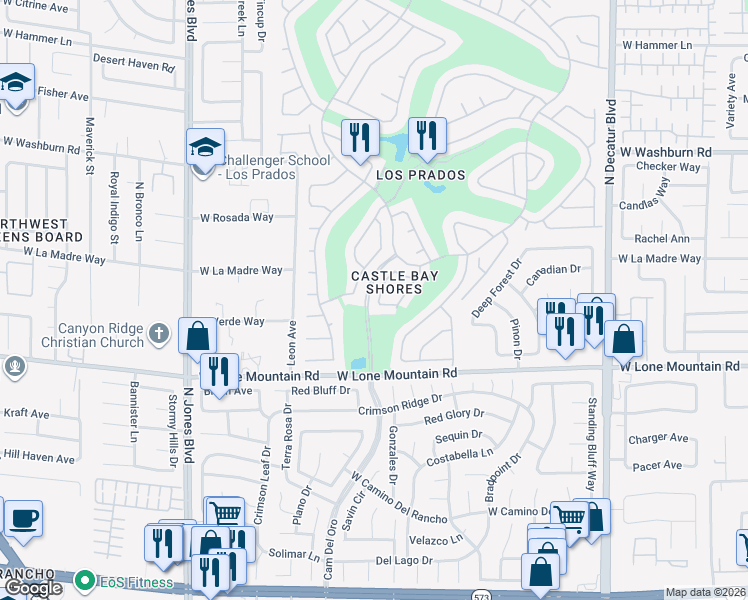 map of restaurants, bars, coffee shops, grocery stores, and more near 4905 Ocean Shores Way in Las Vegas