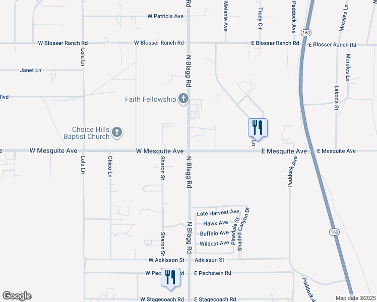 map of restaurants, bars, coffee shops, grocery stores, and more near 2 West Mesquite Avenue in Pahrump