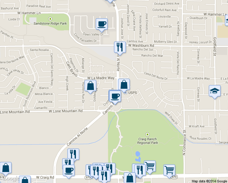 map of restaurants, bars, coffee shops, grocery stores, and more near 4908 Crystal Field St in North Las Vegas