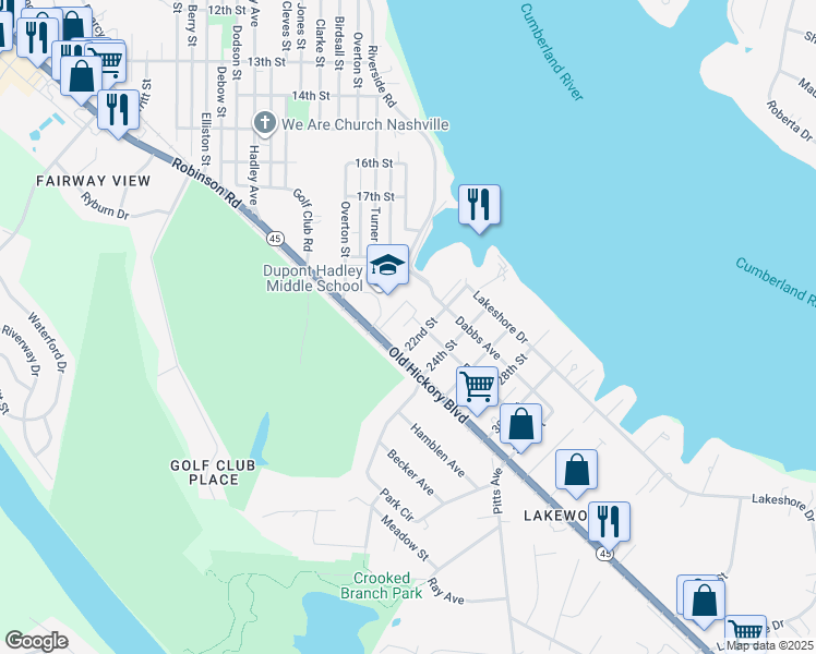 map of restaurants, bars, coffee shops, grocery stores, and more near 2014 Elliott Drive in Nashville