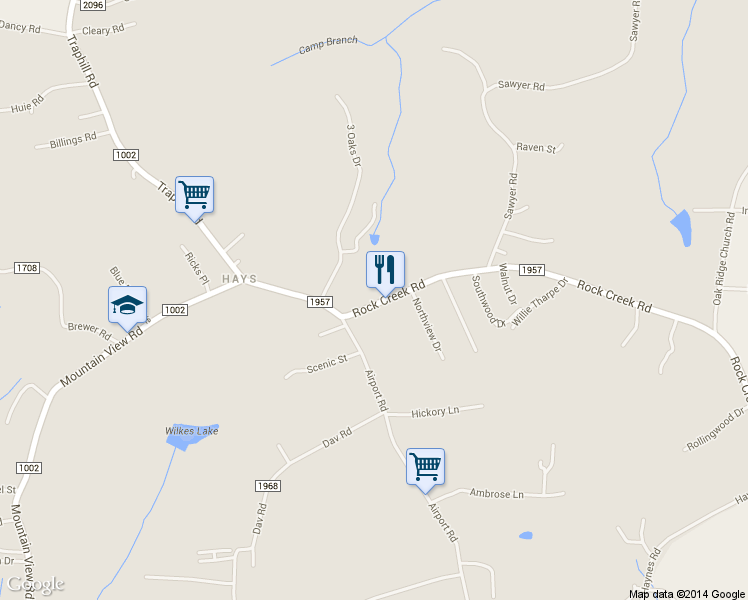 map of restaurants, bars, coffee shops, grocery stores, and more near 4988 Rock Creek Road in Hays