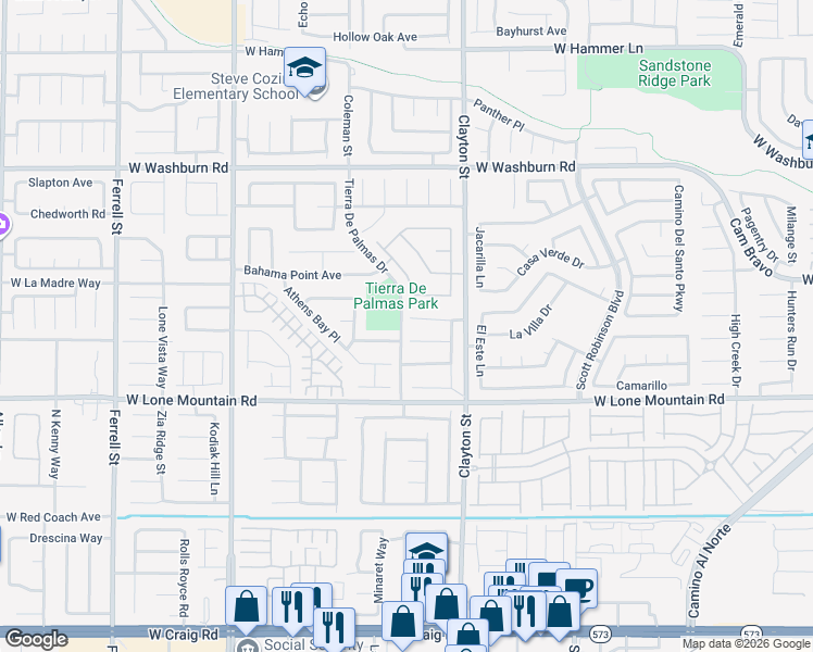 map of restaurants, bars, coffee shops, grocery stores, and more near 2209 Royal Caribbean Avenue in North Las Vegas