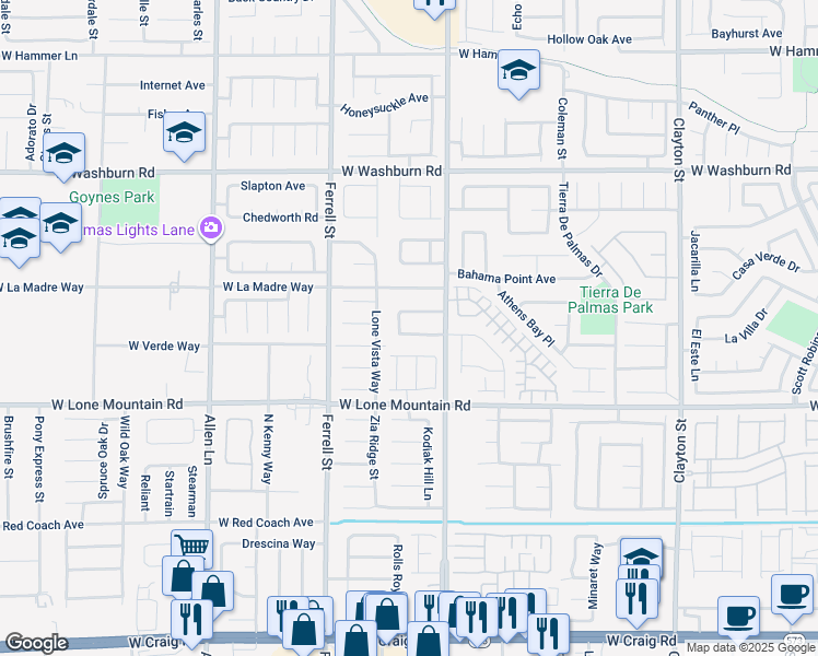 map of restaurants, bars, coffee shops, grocery stores, and more near 3008 Hot Cider Avenue in North Las Vegas